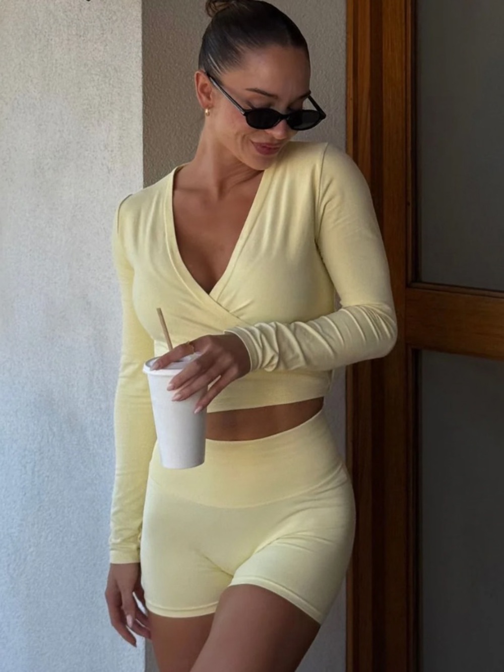 Wilo The Label Yellow Yoga Shorts NWT